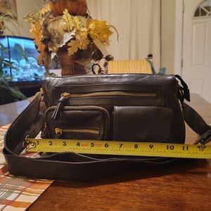 Women's n's Black Leather Crossbody Bag